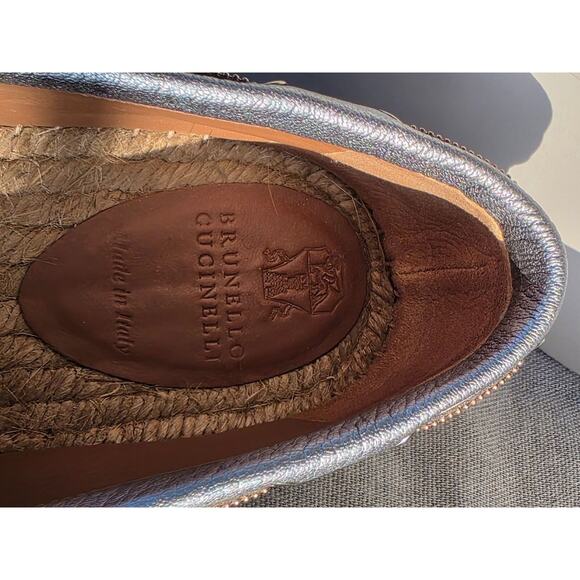 Brunello Cucinelli Womens Sky Blue Espadrille Flats Leather Size US 9.5 EU 40 - Picture 14 of 16